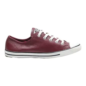 CONVERSE Low Top Trainers Maroon Leather Womens UK 5
