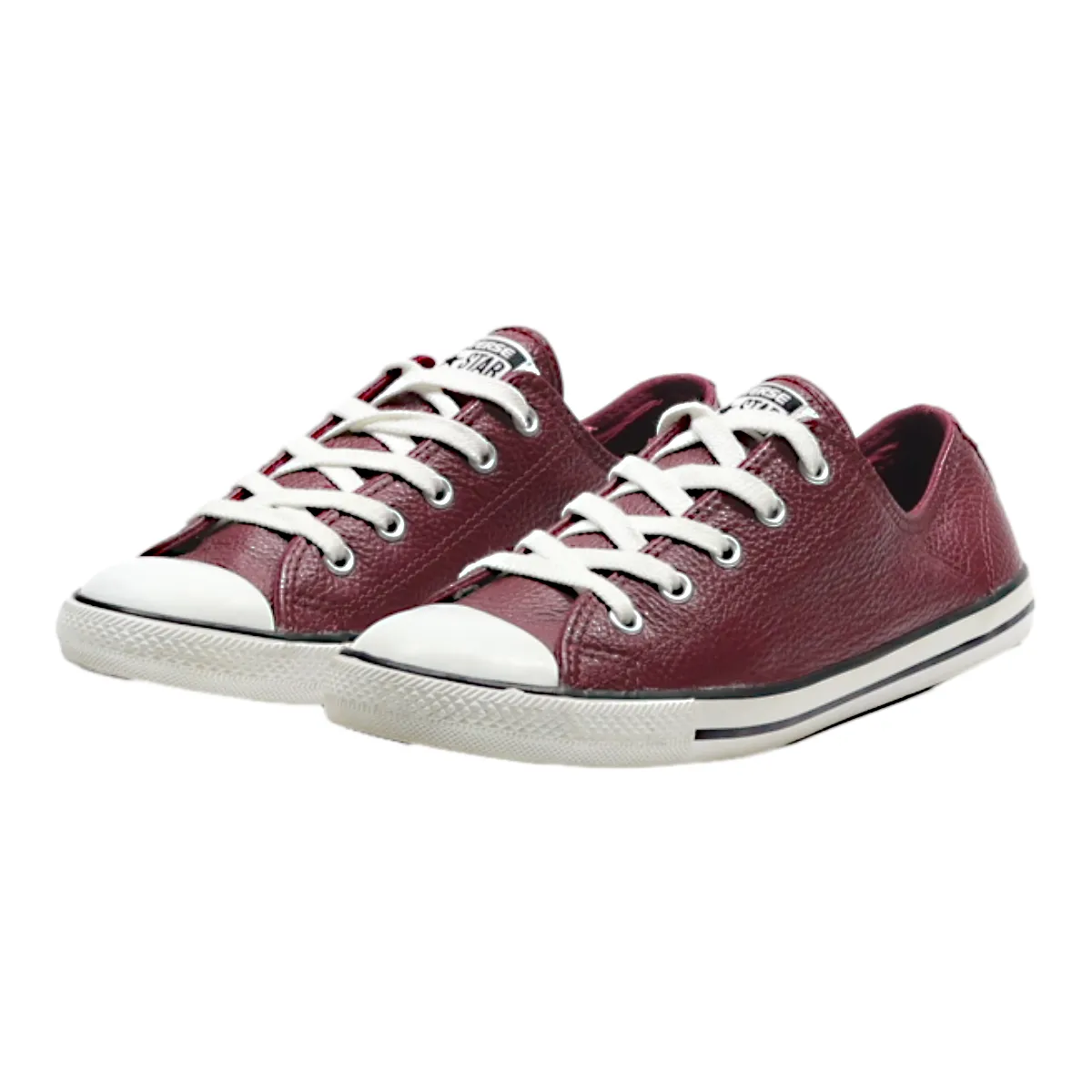 CONVERSE Low Top Trainers Maroon Leather Womens UK 5