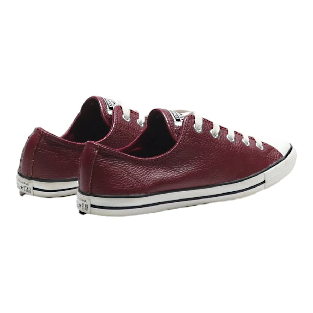 CONVERSE Low Top Trainers Maroon Leather Womens UK 5