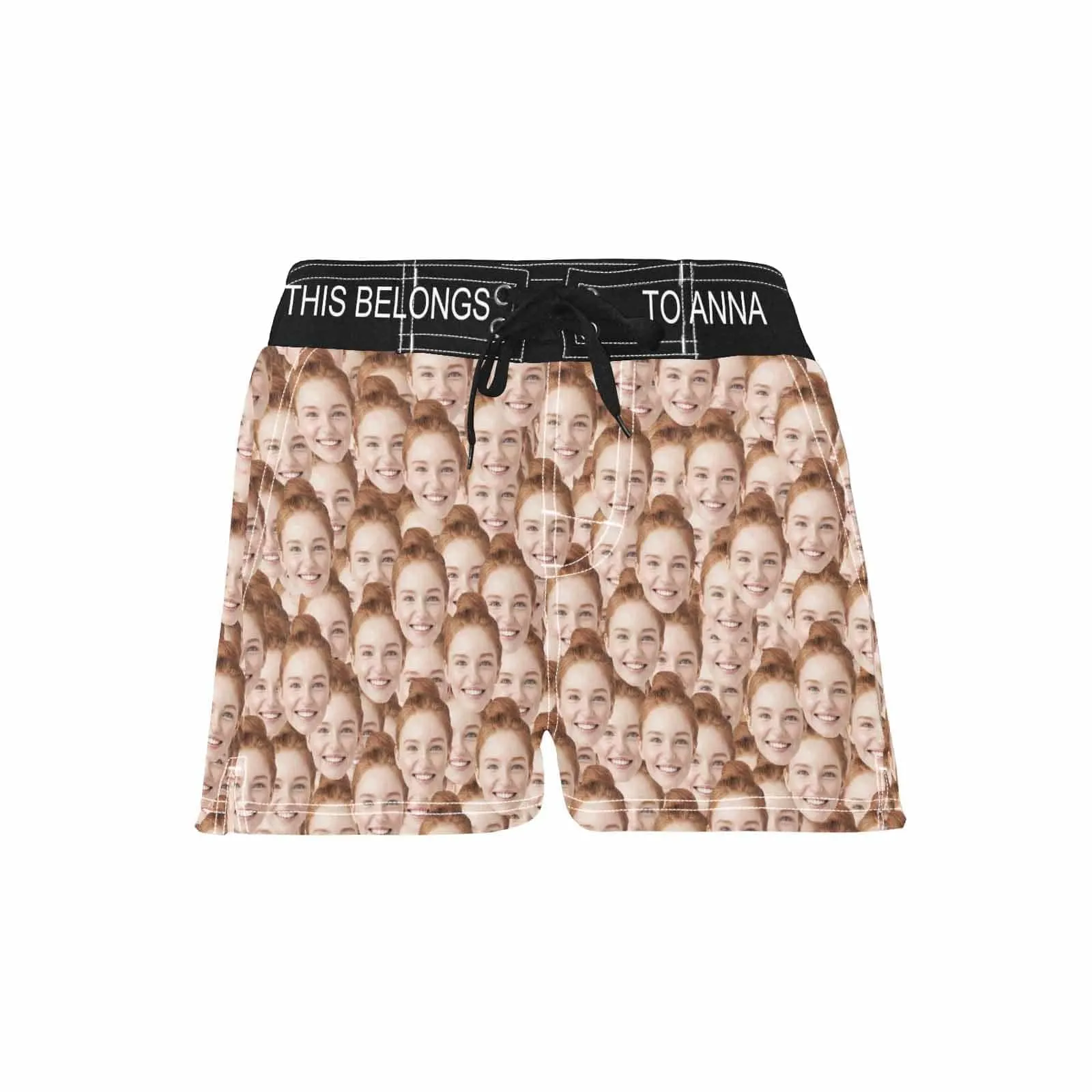 Custom Face&Name Seamless Casual Board Shorts Swim Trunks for Her Design Your Own Custom Shorts