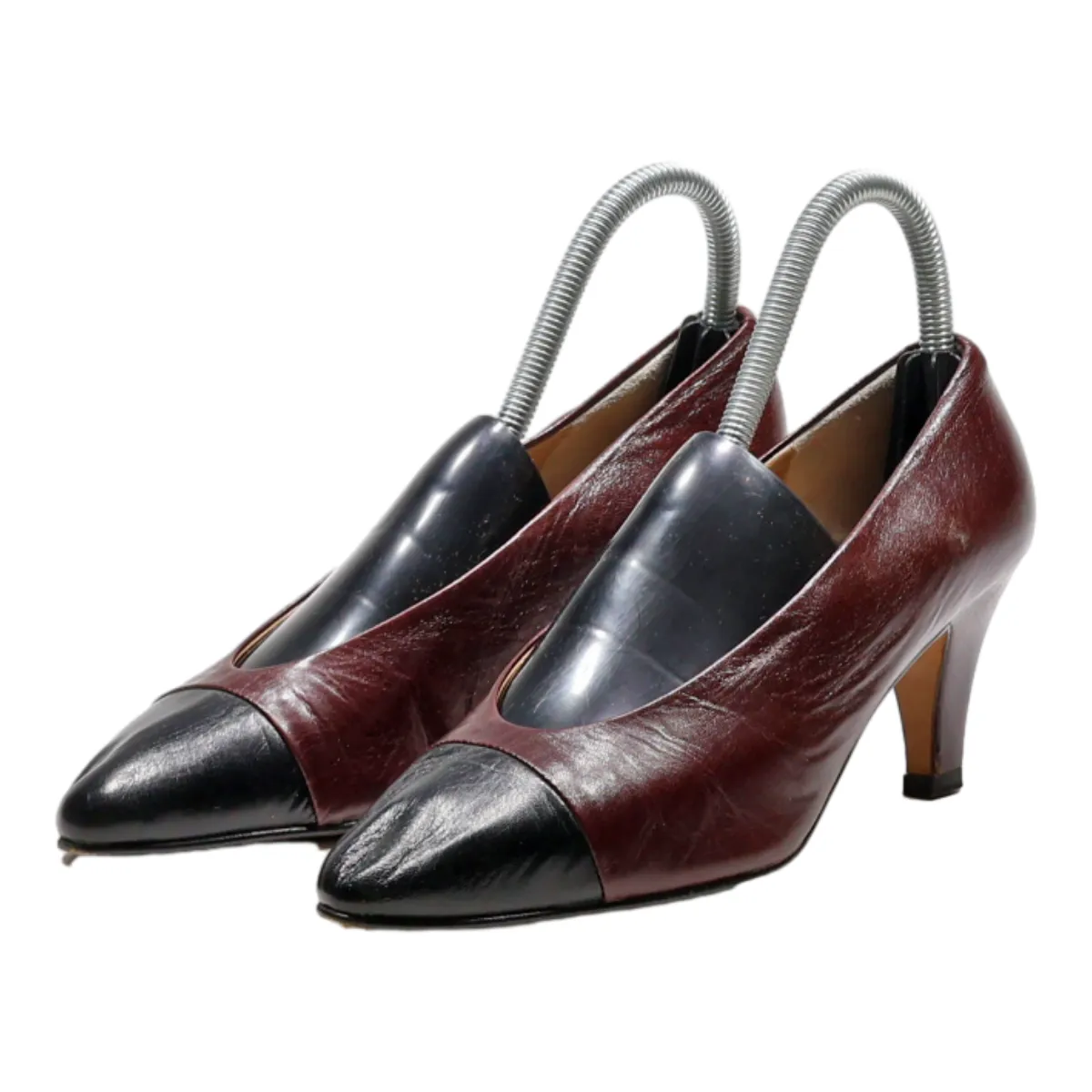 DEMETER Court Heels Maroon Leather Womens UK 4.5