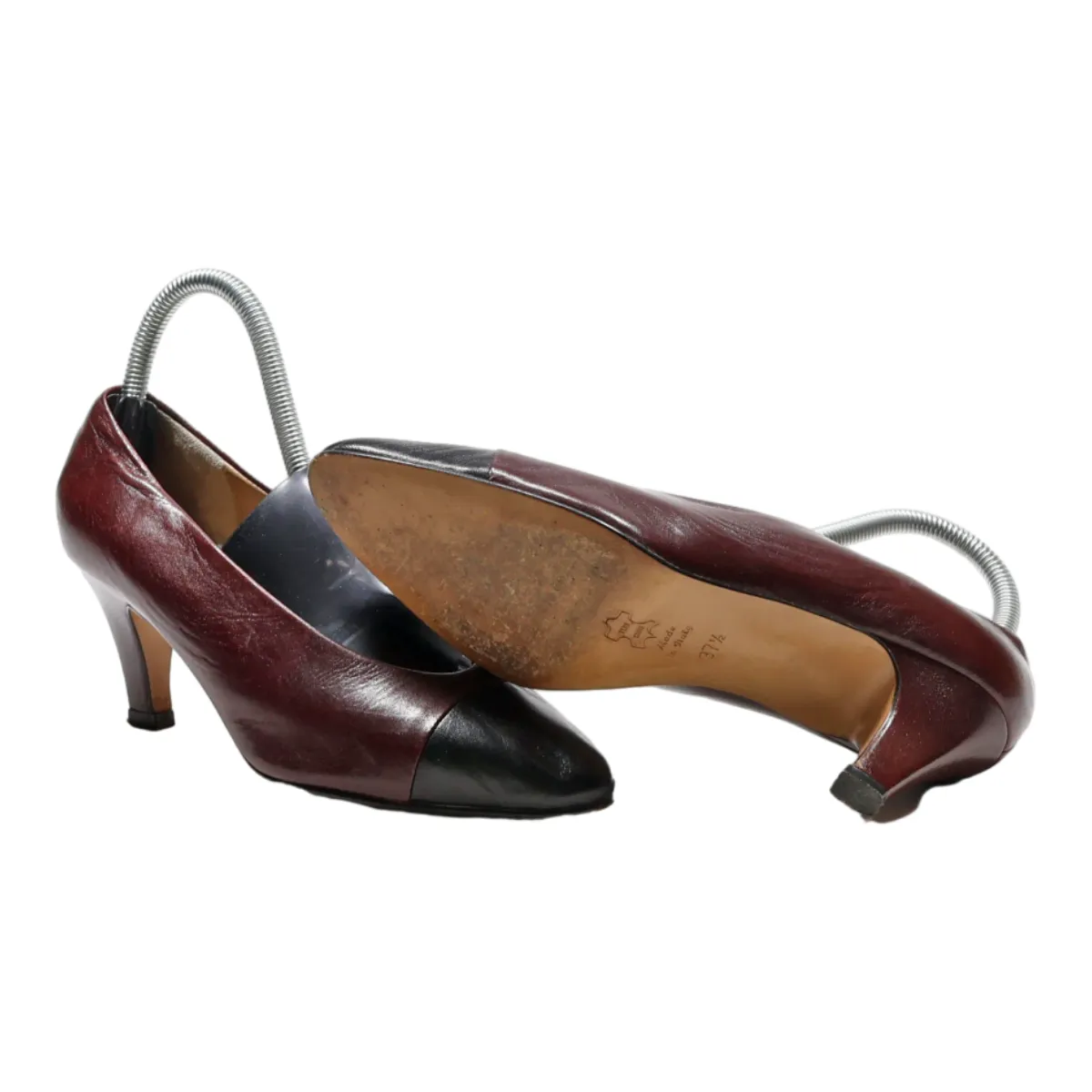 DEMETER Court Heels Maroon Leather Womens UK 4.5