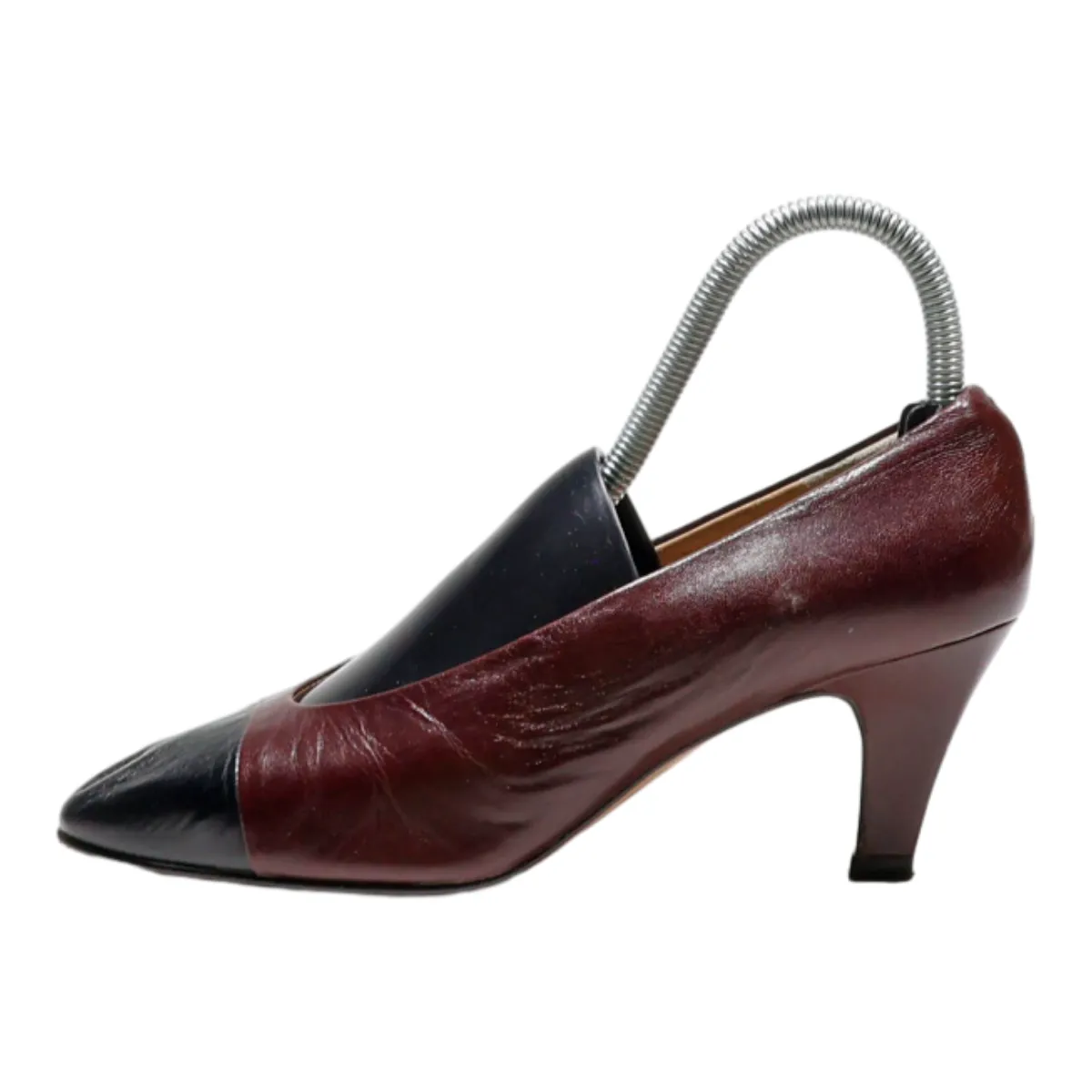 DEMETER Court Heels Maroon Leather Womens UK 4.5