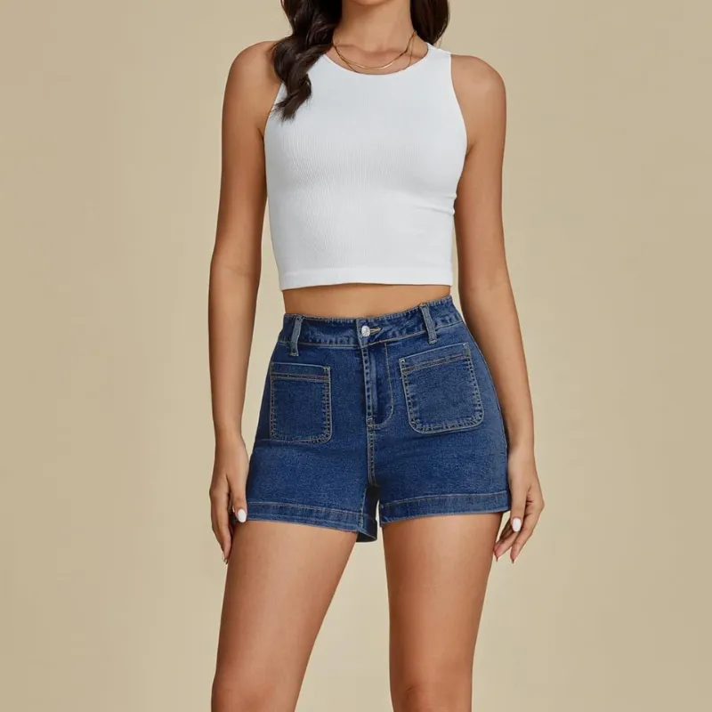 Denim Utility Shorts Pockets – Stretch Fabric and Functional Storage