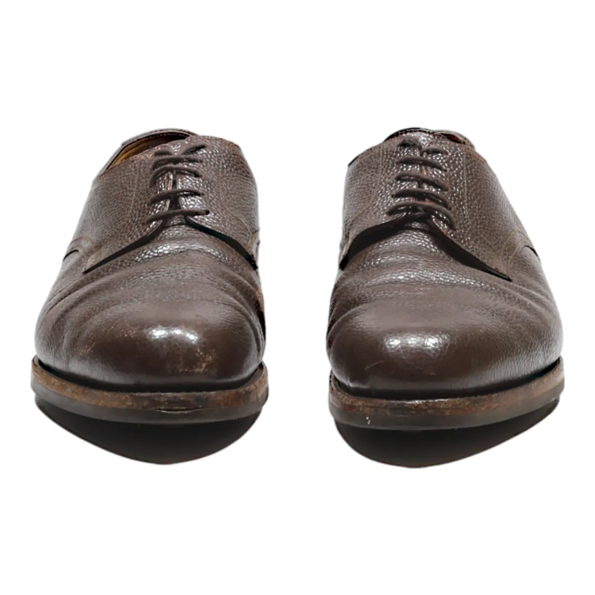 Derby Shoes Brown Leather Mens UK 8