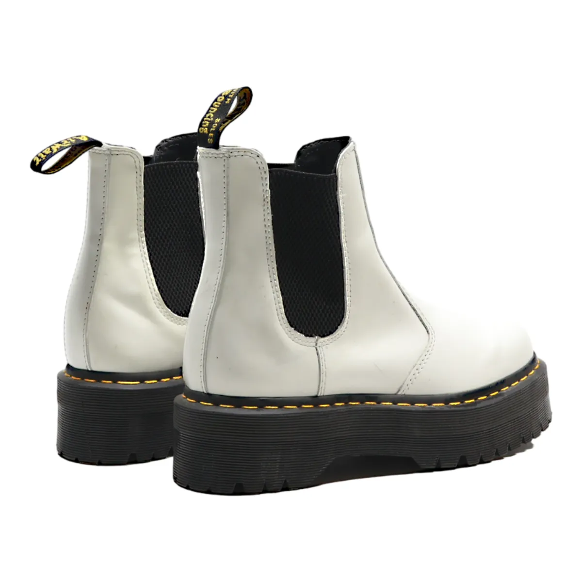 DR MARTENS 2976 Quad Chelsea Boots White Leather Womens UK 5