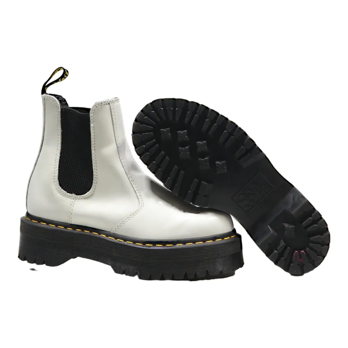 DR MARTENS 2976 Quad Chelsea Boots White Leather Womens UK 5