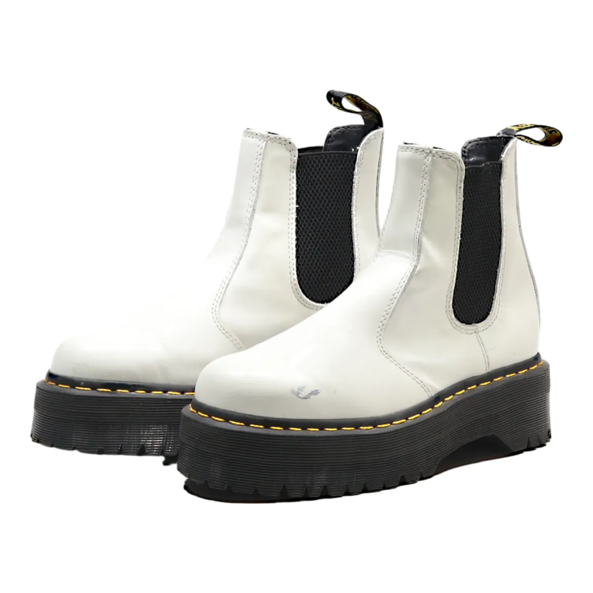 DR MARTENS 2976 Quad Chelsea Boots White Leather Womens UK 5