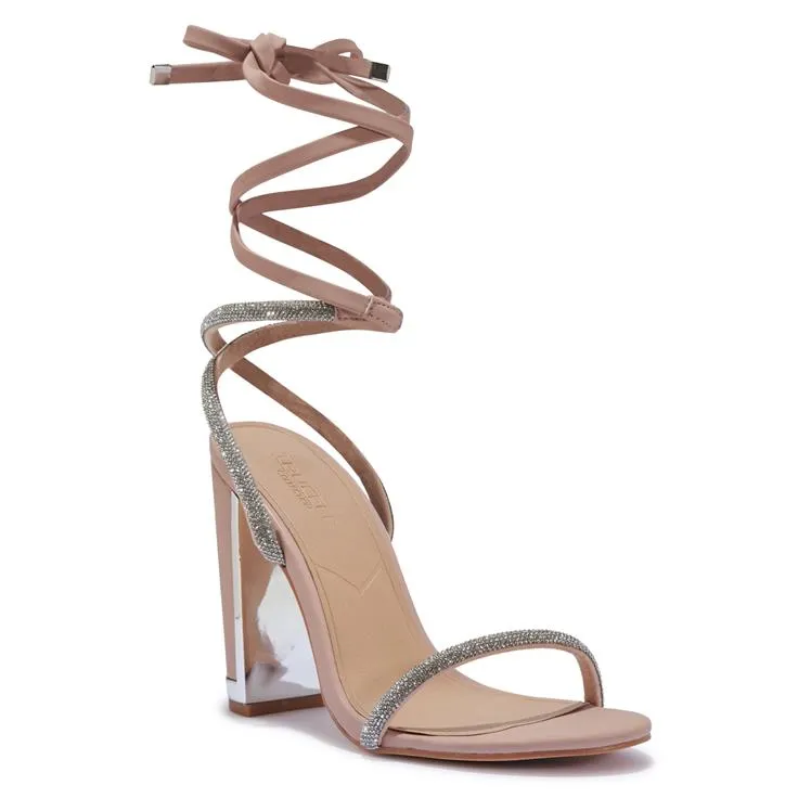 DUFF3 BLOCK HEEL WRAP AROUND DIAMANTE PROM SANDAL