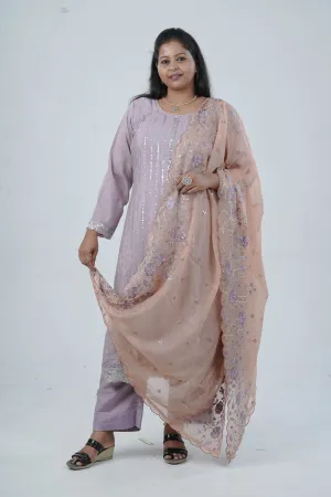 Embroidered Chinnon Kurti with Sequins | Stylish Ethnic Wear