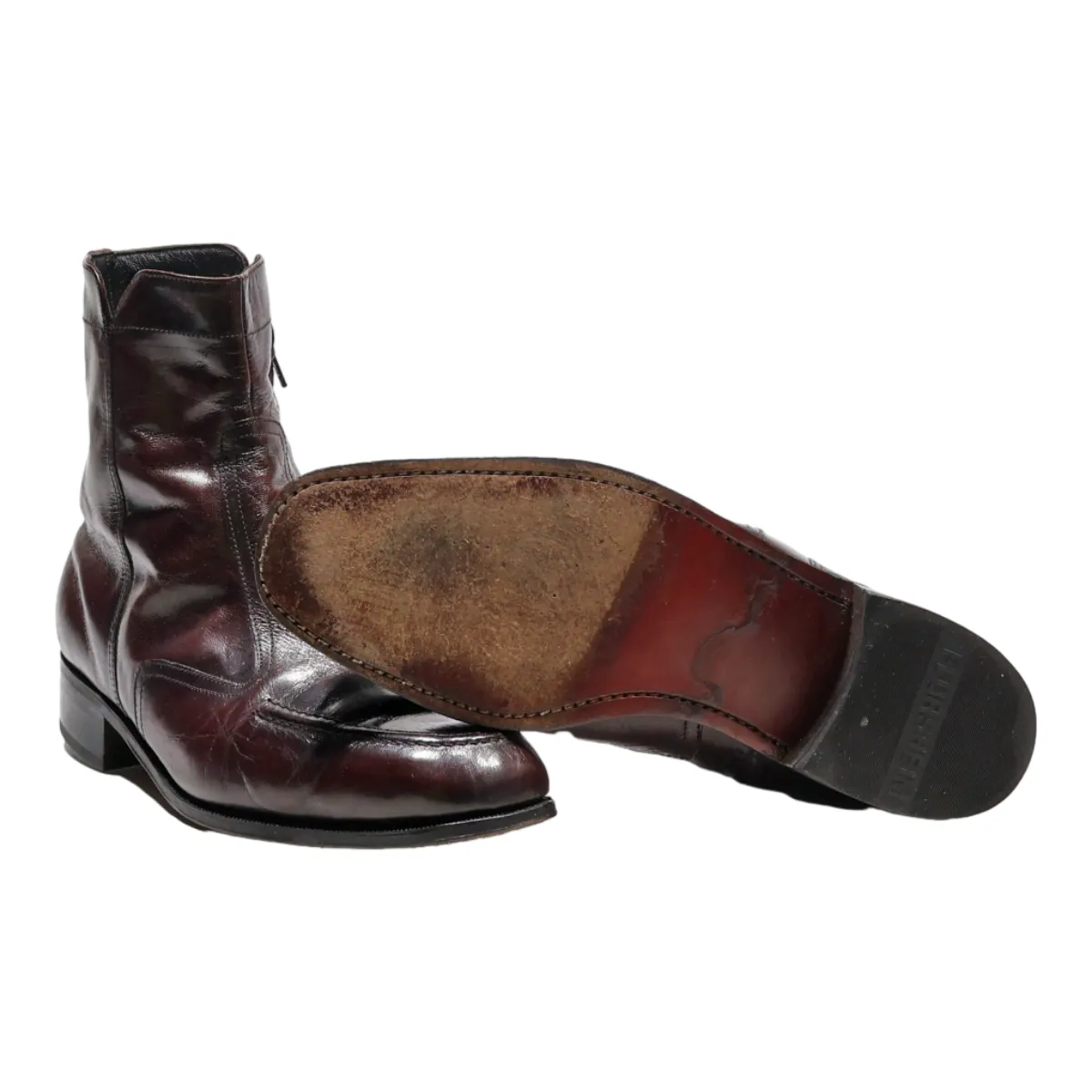 FLORSHEIM Ankle Boots Maroon Leather Mens UK 7.5