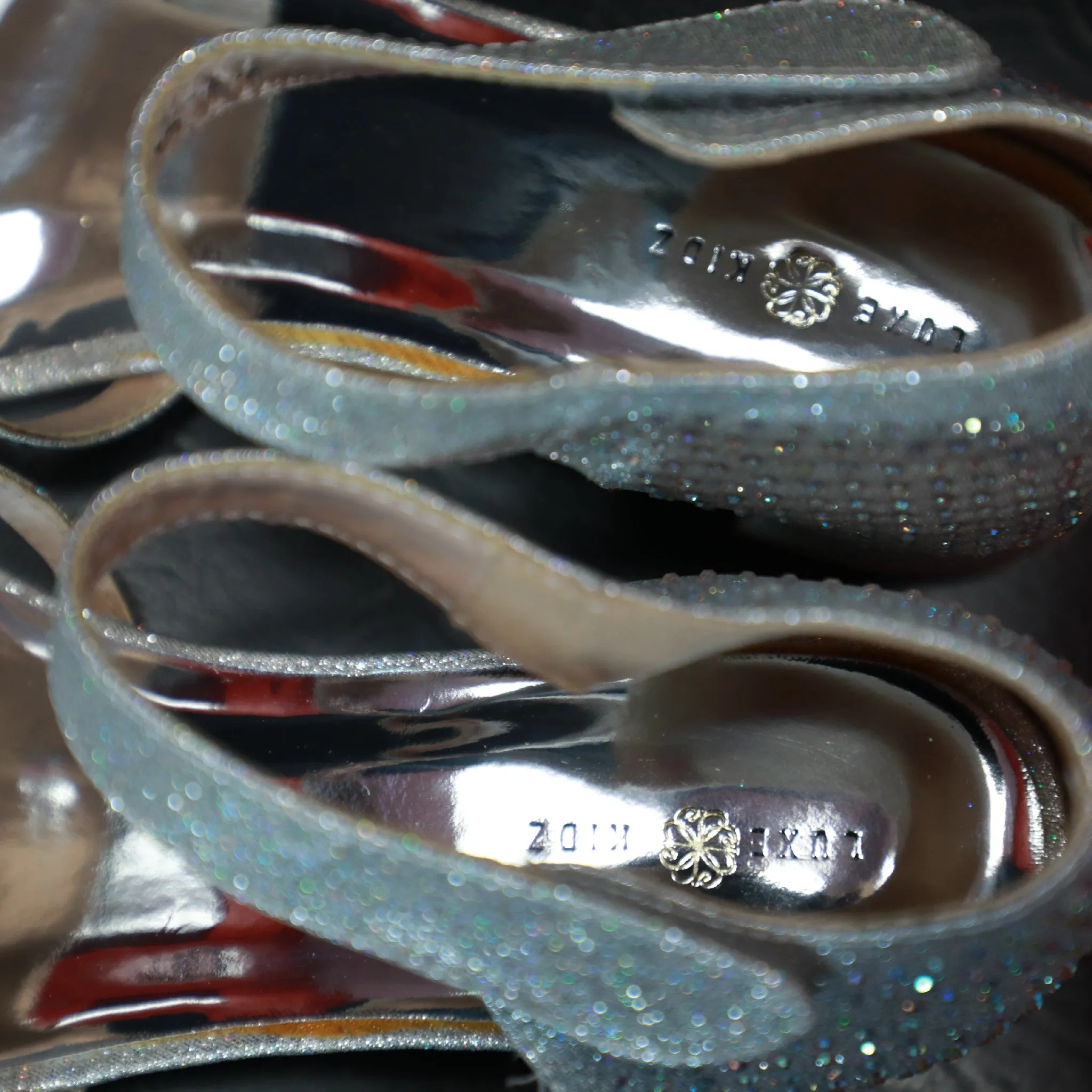 Flower Girl Open Toe low Heel Sandals 01- Silver