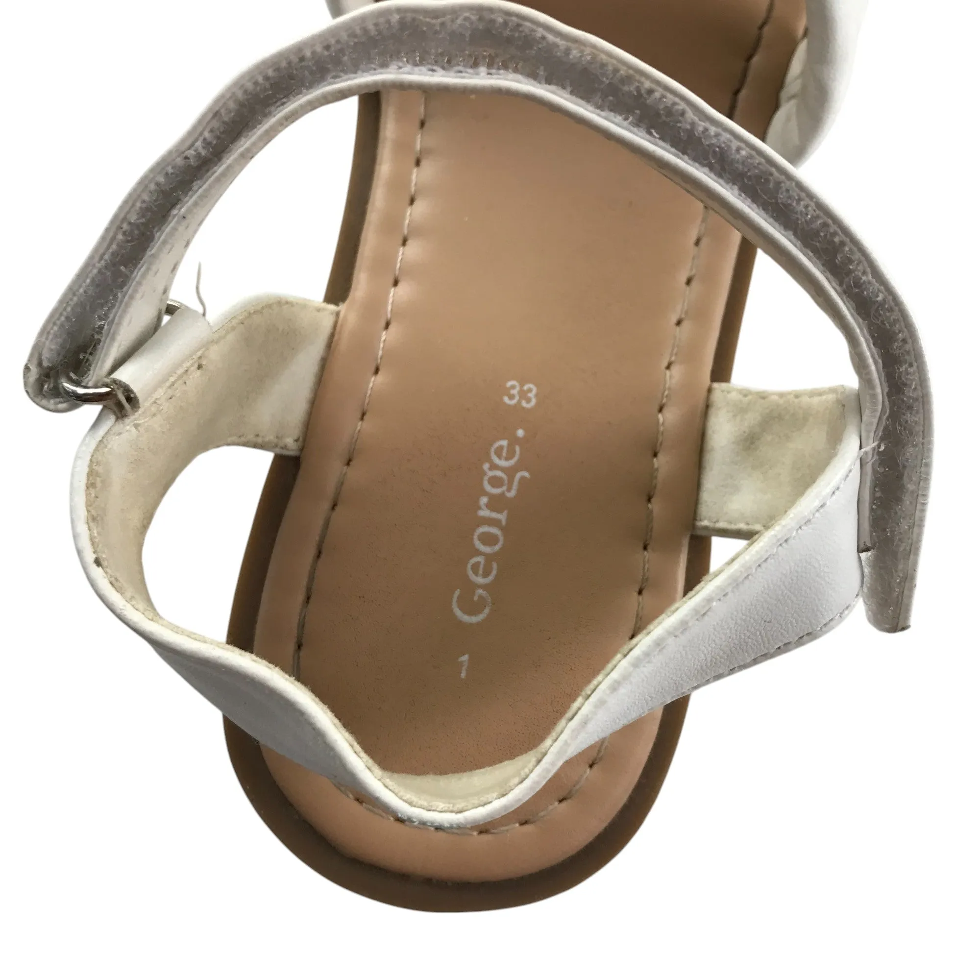 George sandal shoe size 1 white straps with brown sole