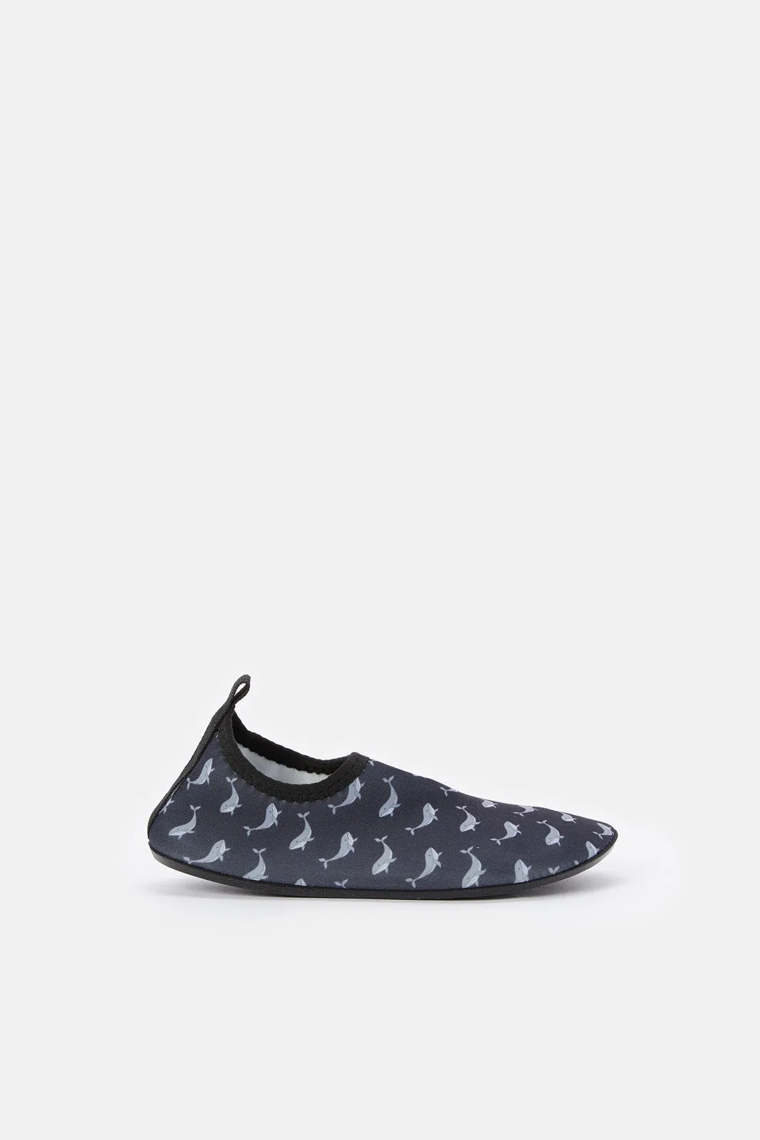 Girls Black Printed Aqua Shoes