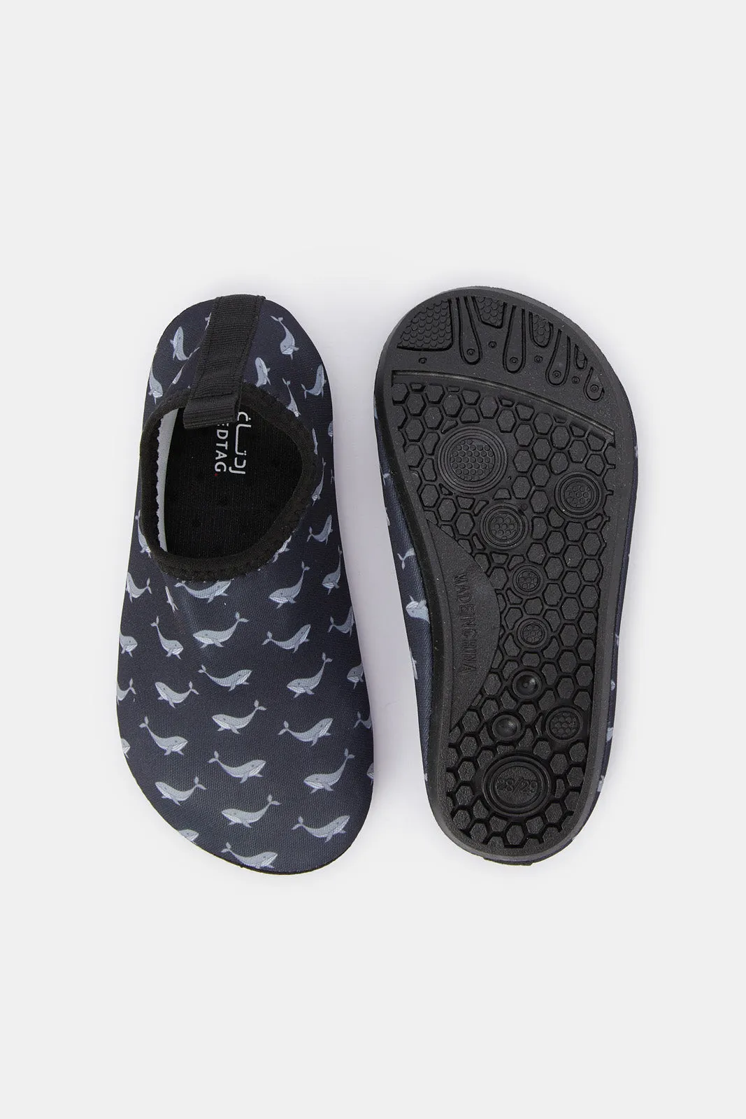 Girls Black Printed Aqua Shoes