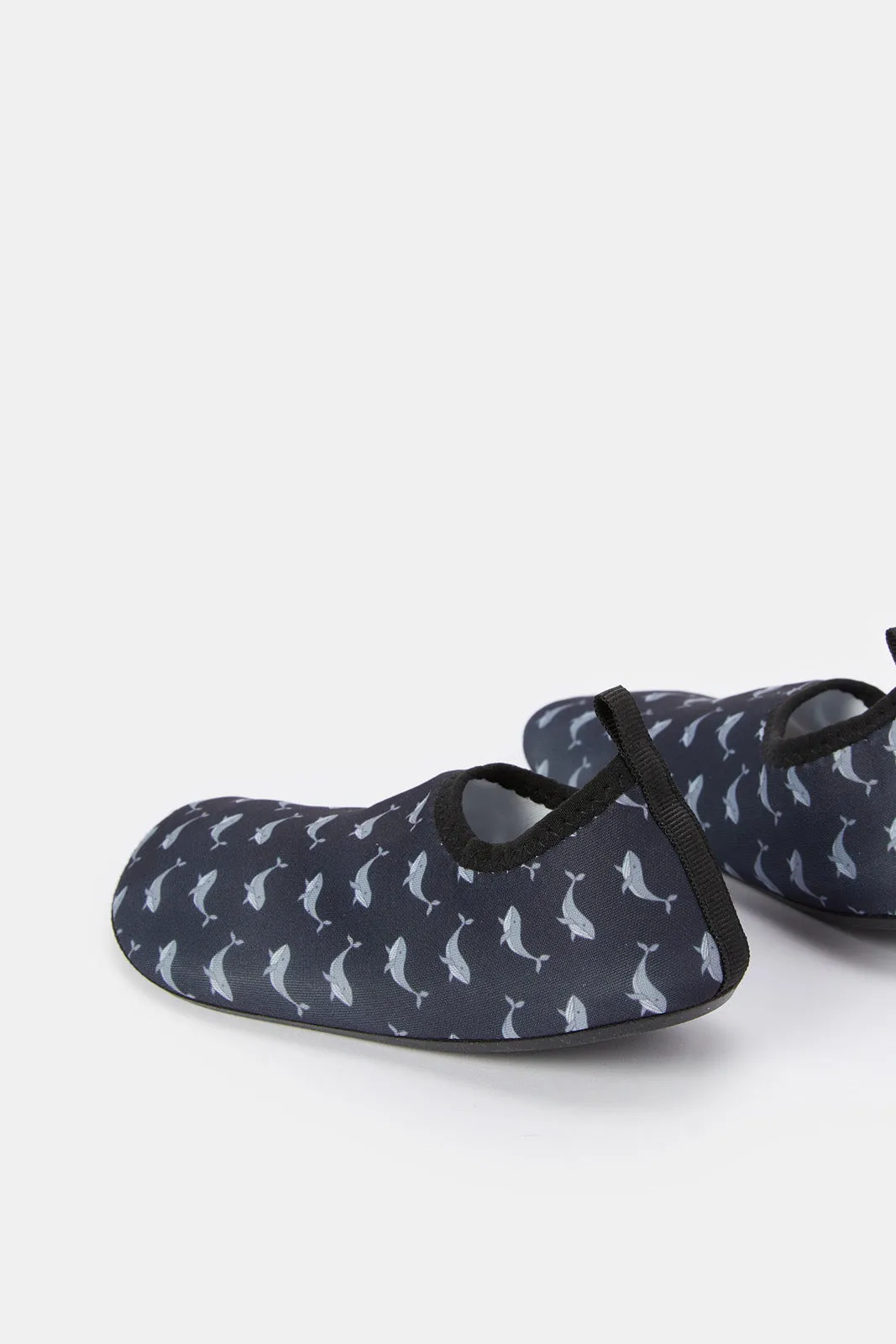 Girls Black Printed Aqua Shoes