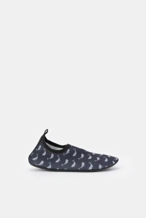 Girls Black Printed Aqua Shoes