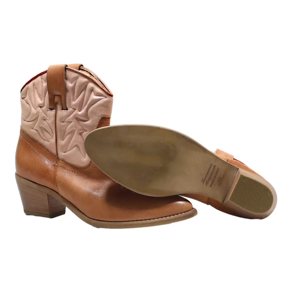 GLOBUS Cowboy Boots Pink Leather Womens UK 8