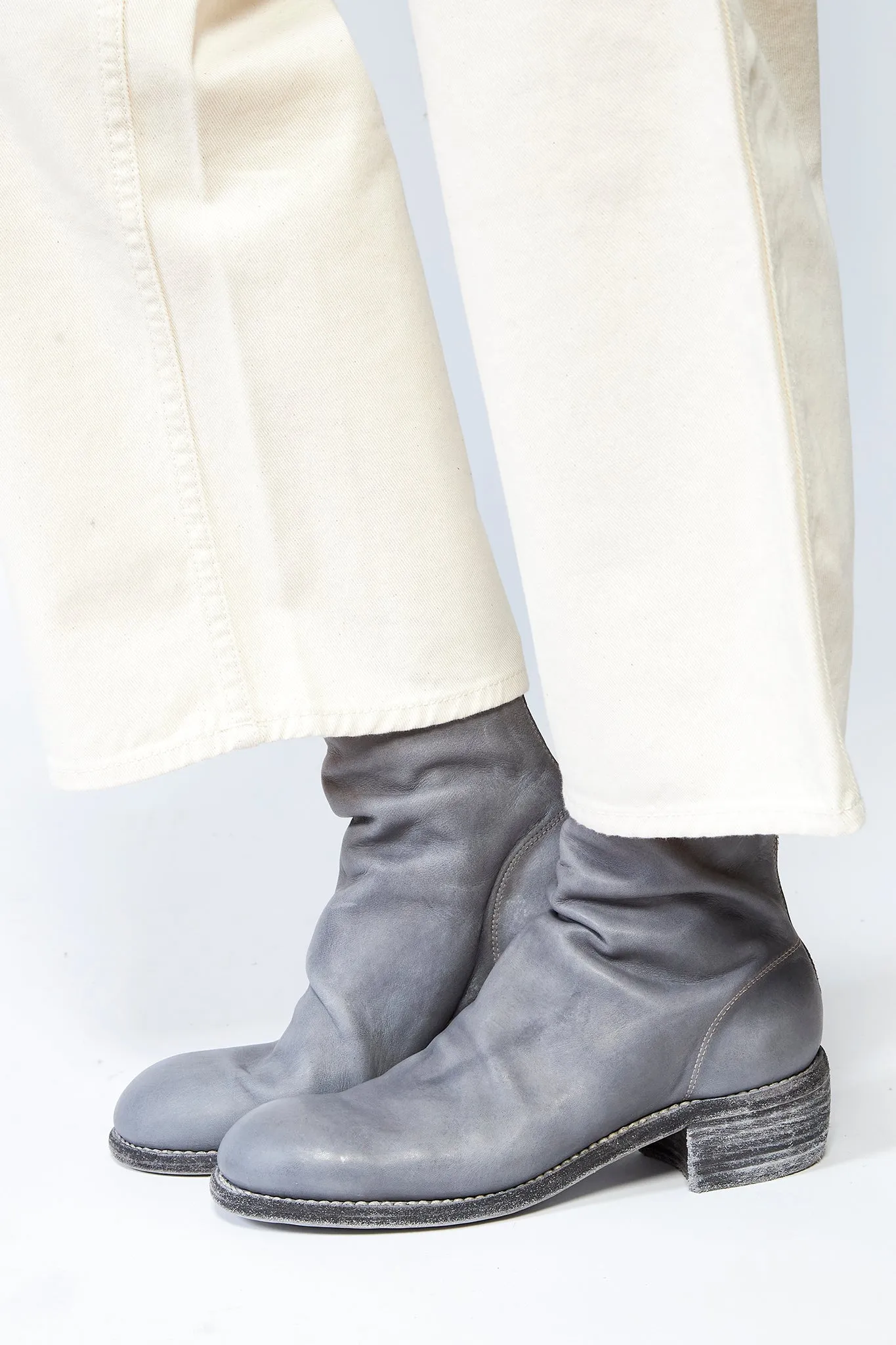 GUIDI Stack Back Zip Leather Boots