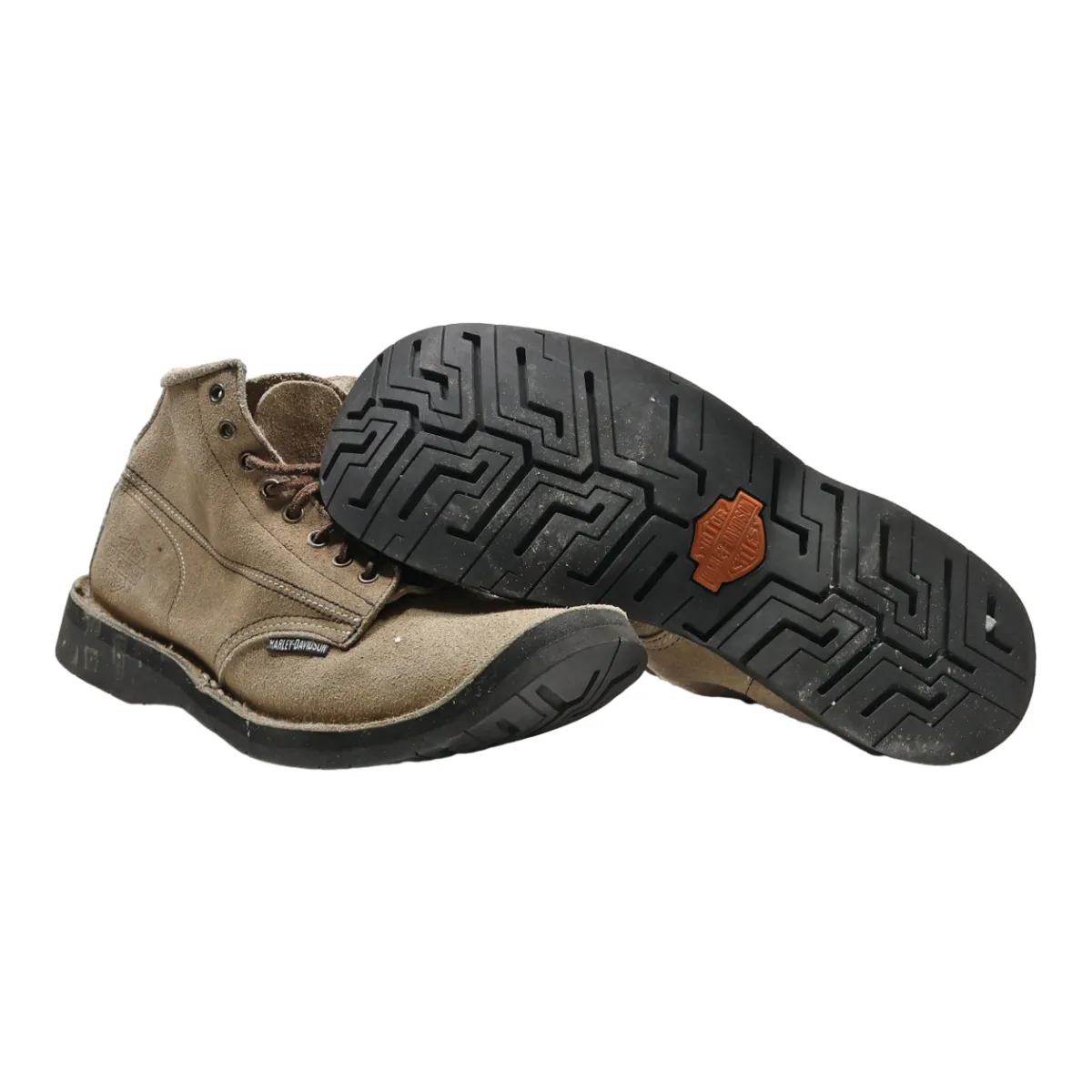 HARLEY DAVIDSON Lace-Up Boots Beige Suede Mens UK 8