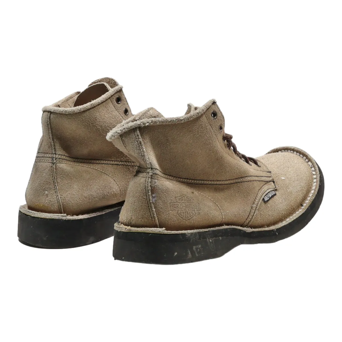 HARLEY DAVIDSON Lace-Up Boots Beige Suede Mens UK 8
