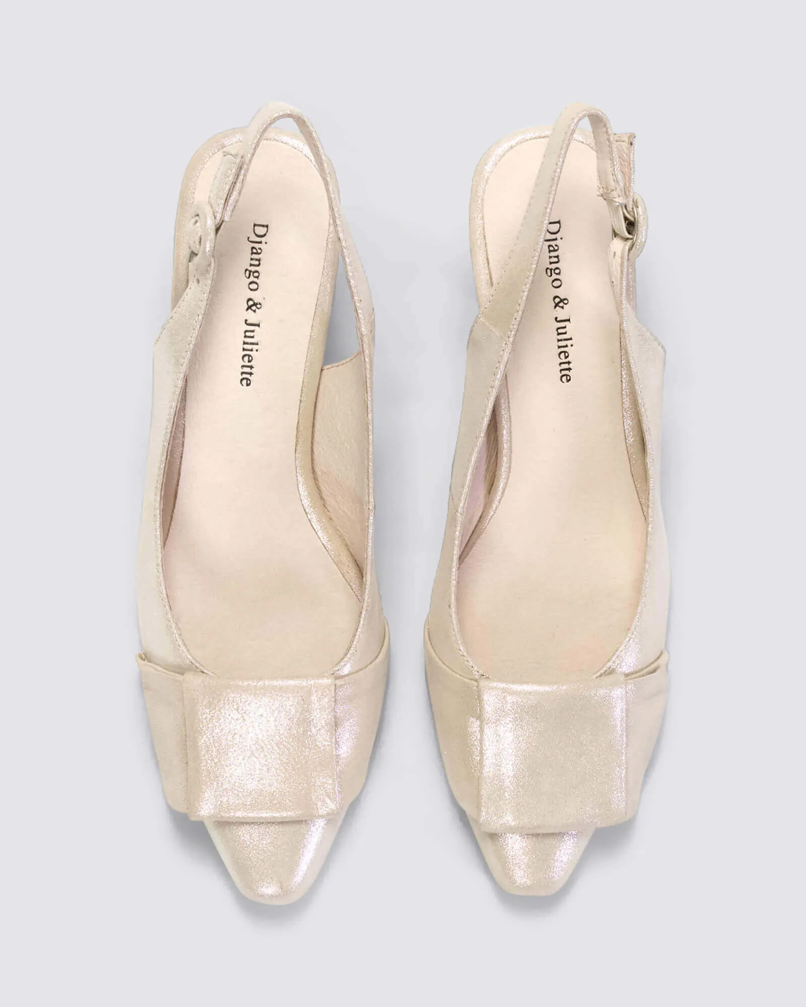HESS SLINGBACK HEELS NUDE SHIMMER LEATHER
