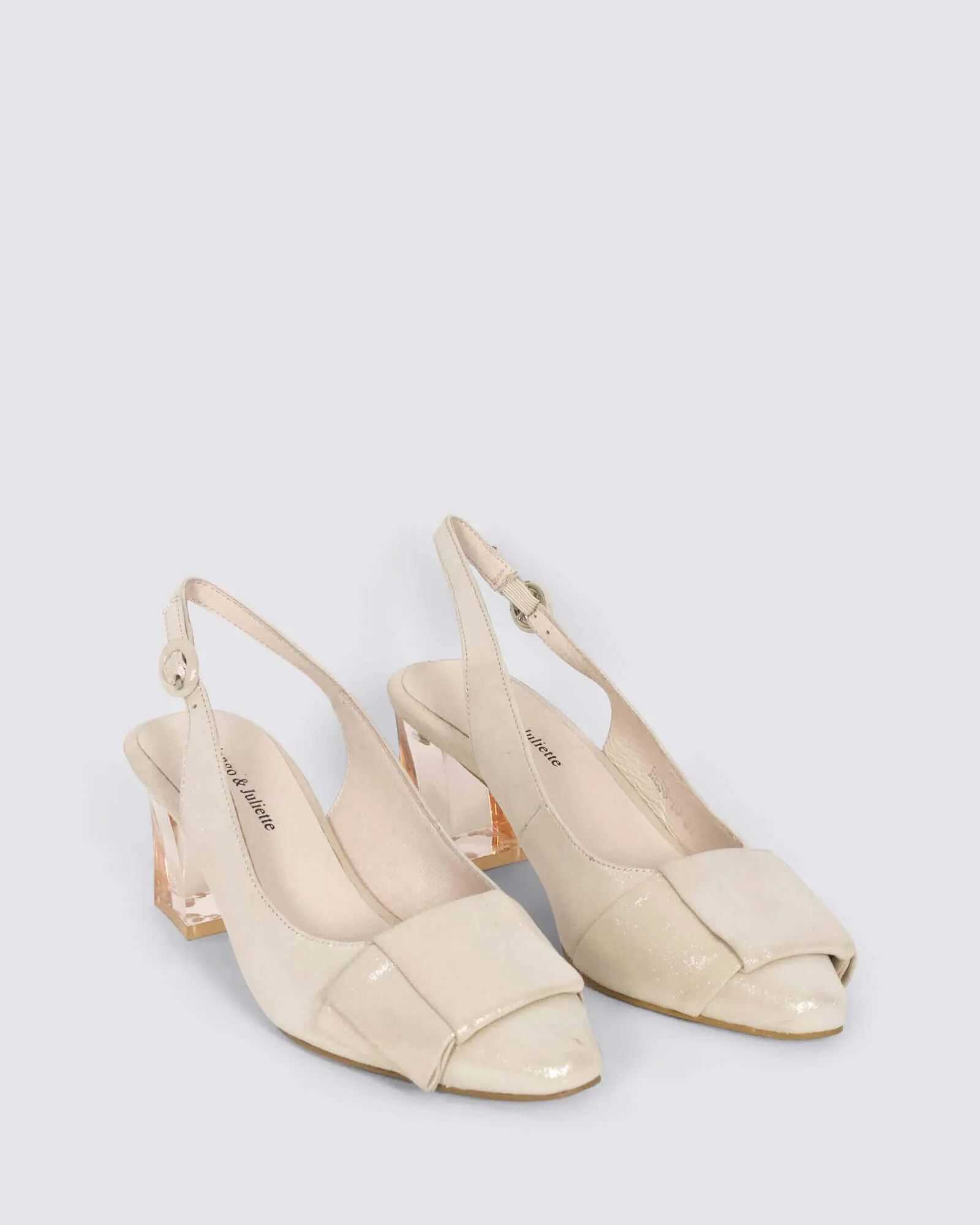 HESS SLINGBACK HEELS NUDE SHIMMER LEATHER