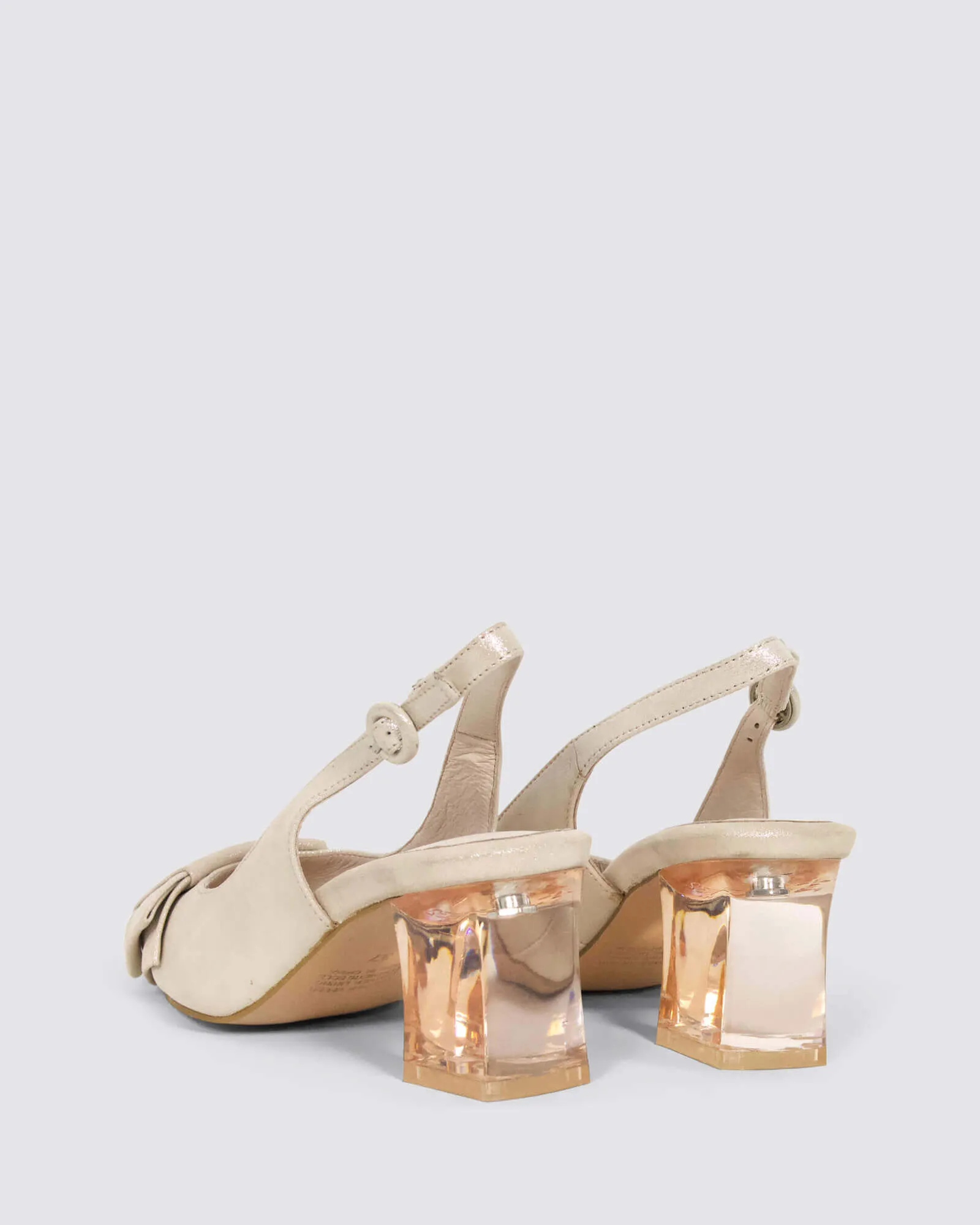 HESS SLINGBACK HEELS NUDE SHIMMER LEATHER