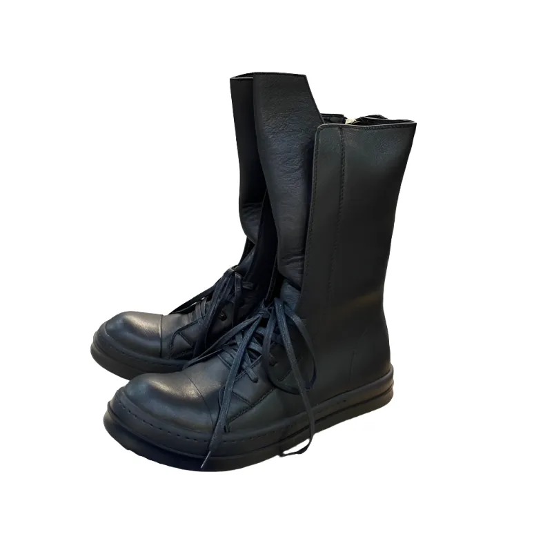High-Top Leather Lace-Up Boots