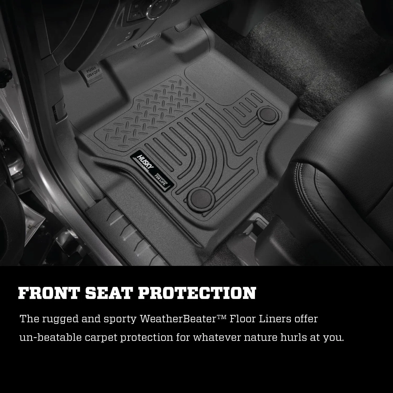 Husky Liners WeatherBeater Front / 2nd Row Floor Liner - Black / Textured - Super Duty - Super Cab - Ford Fullsize Truck 2017-24