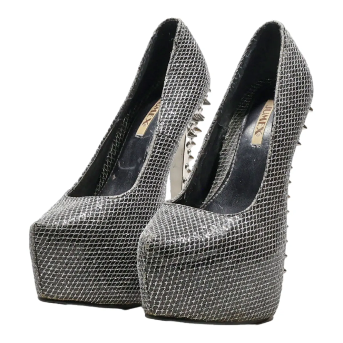 JUMEX Platform Heels Silver Synthetic Womens UK 2