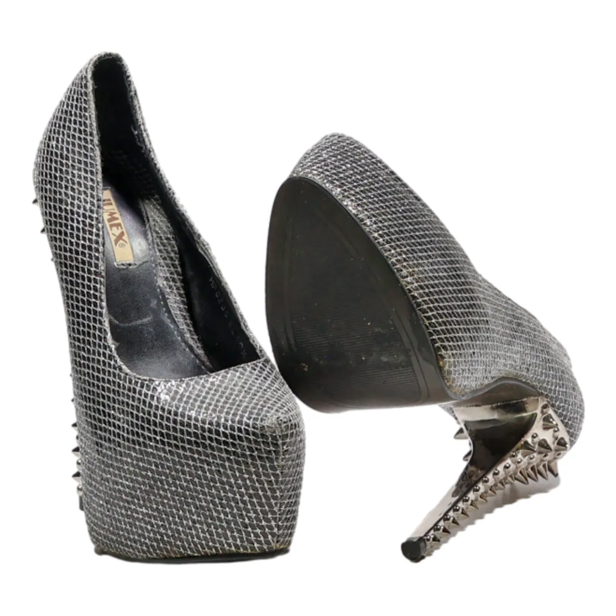 JUMEX Platform Heels Silver Synthetic Womens UK 2