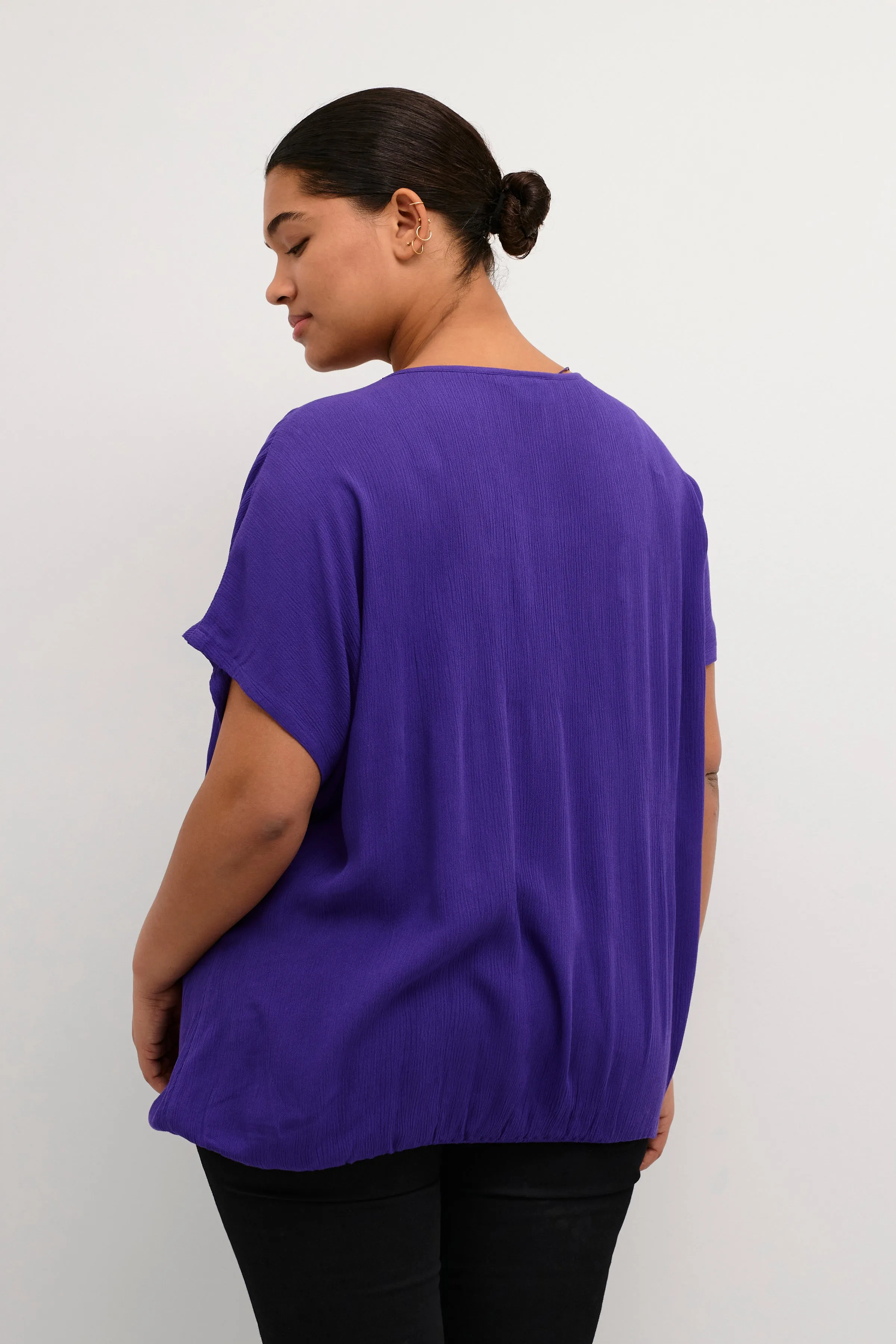 Kaffe Stanley Short Sleeve Blouse in Purple