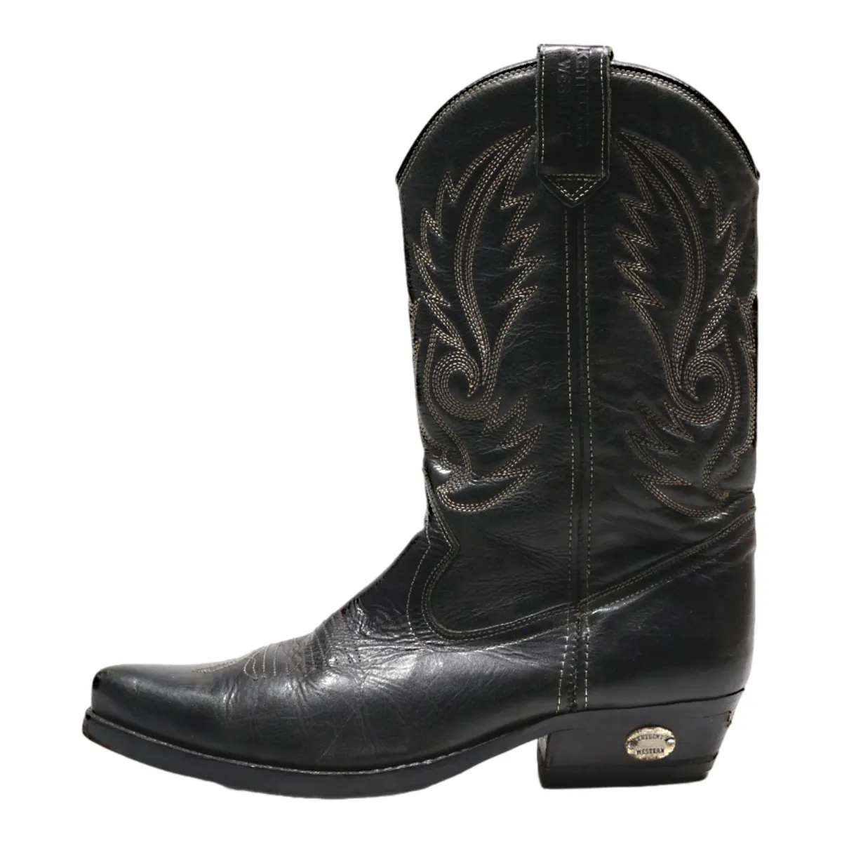KENTUCKY'S WESTERN Cowboy Boots Black Leather Mens UK 9