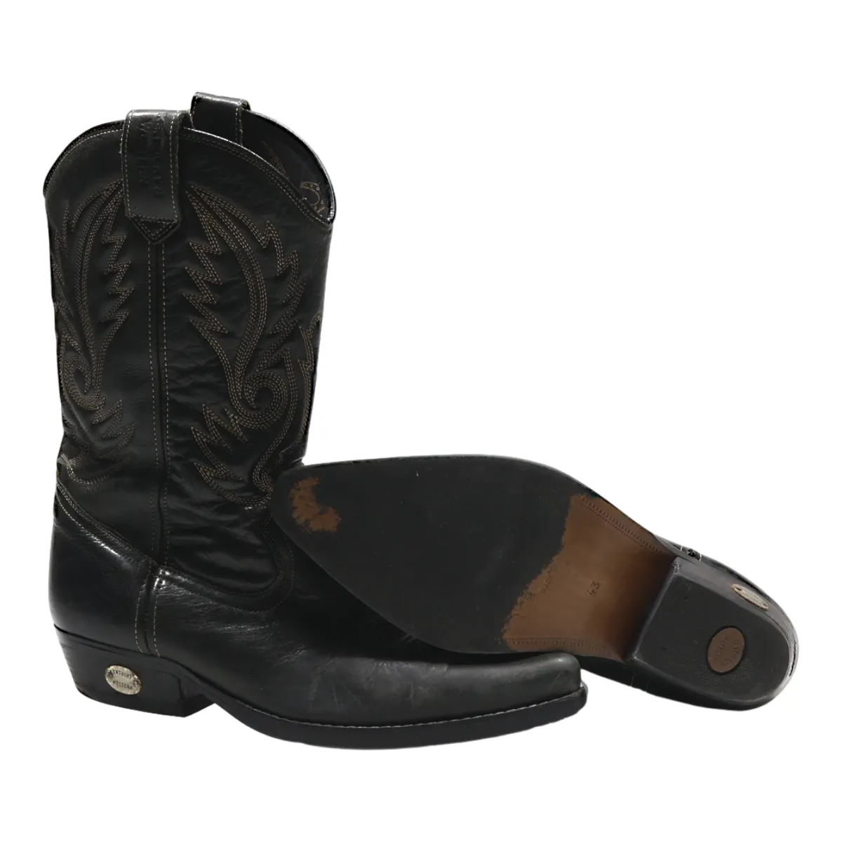 KENTUCKY'S WESTERN Cowboy Boots Black Leather Mens UK 9