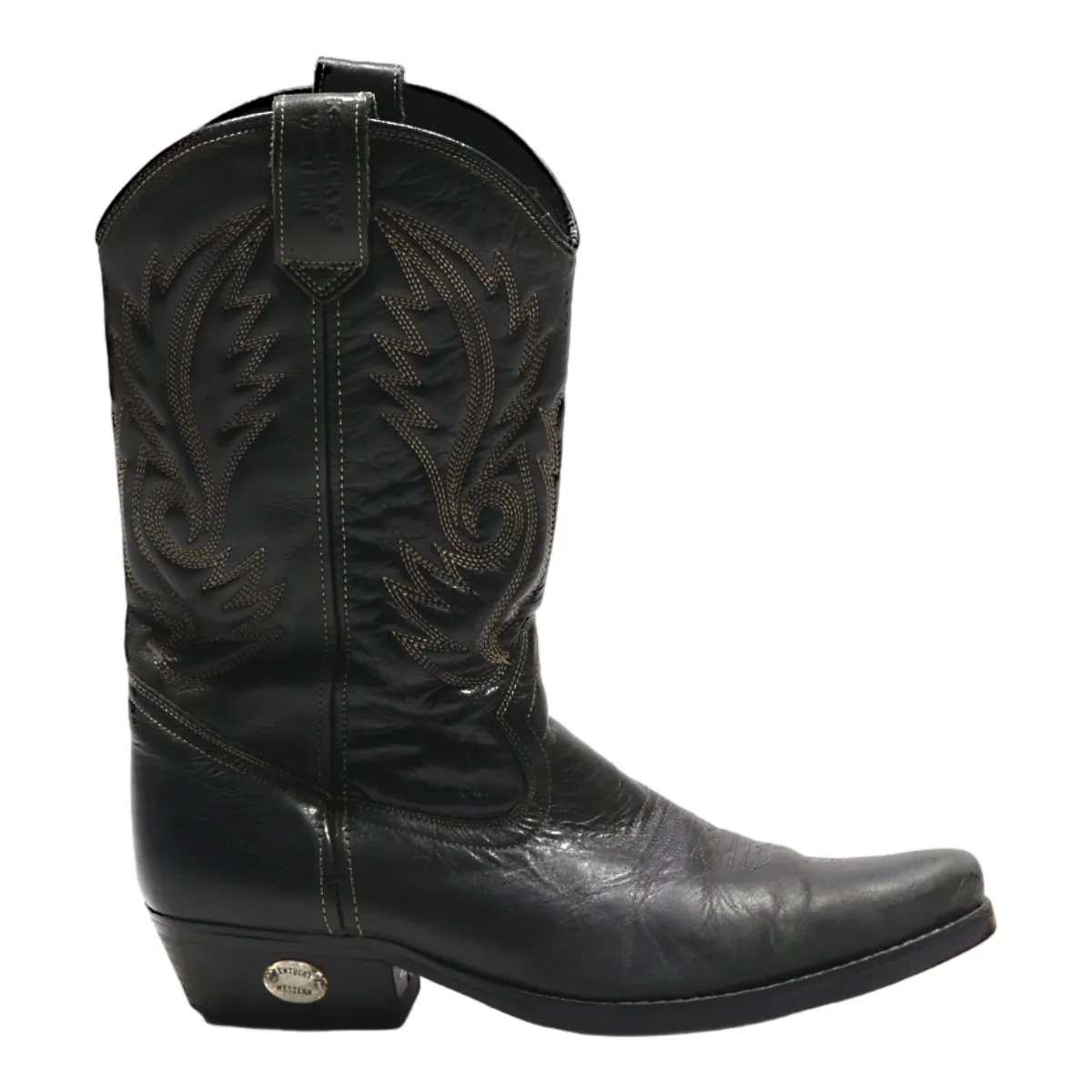 KENTUCKY'S WESTERN Cowboy Boots Black Leather Mens UK 9