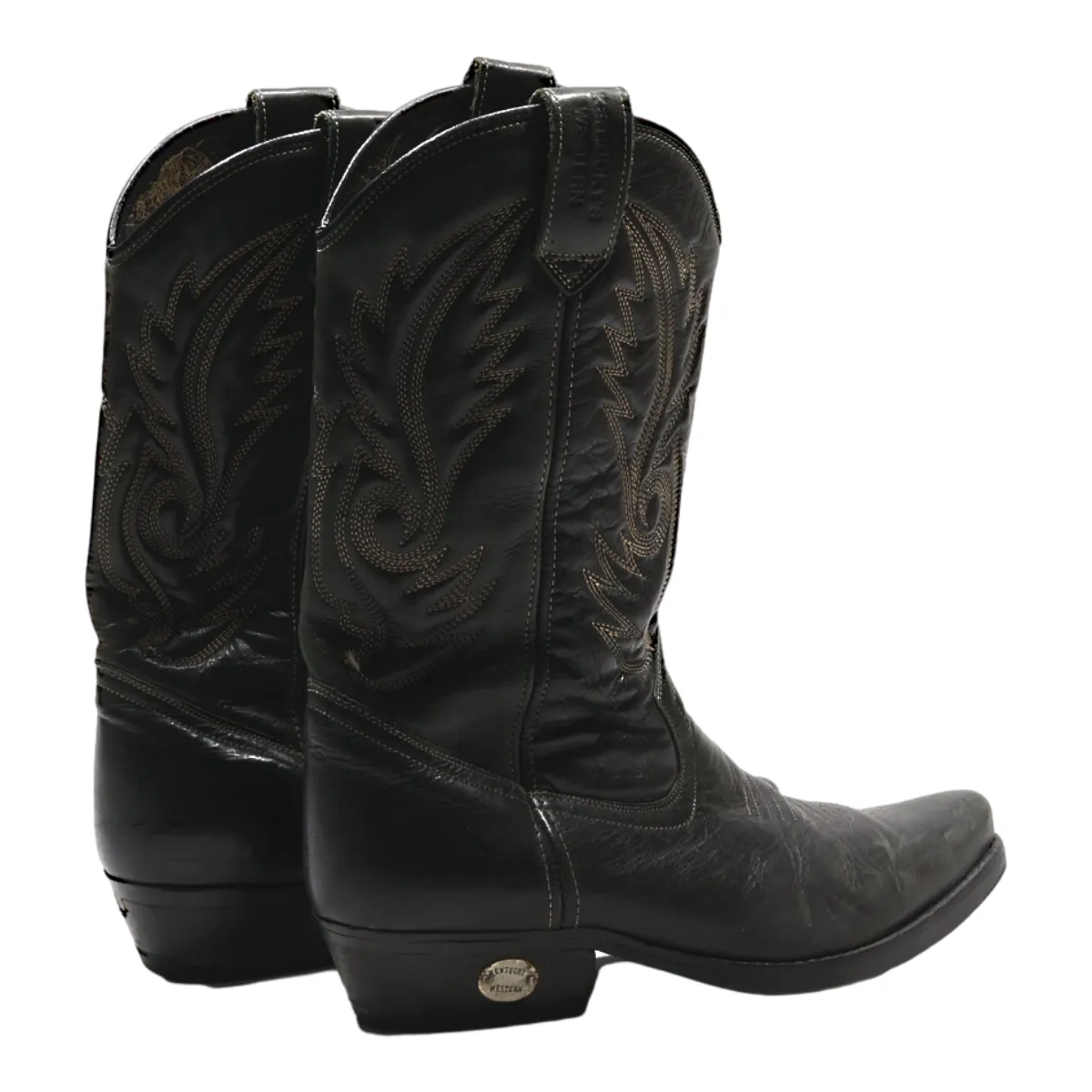 KENTUCKY'S WESTERN Cowboy Boots Black Leather Mens UK 9