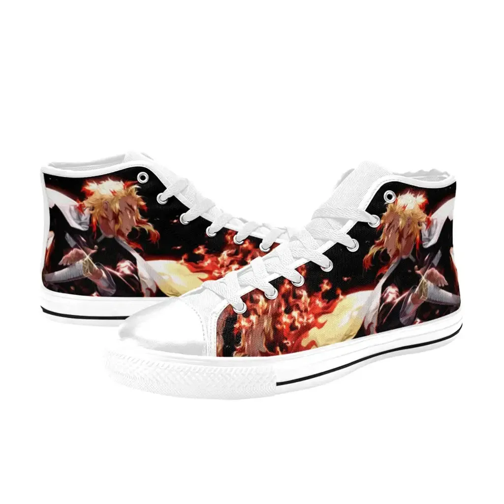 Kimetsu no yaiba Demon Slayer Kyojuro Rengoku Shoes High Top Sneakers for Kids and Adults