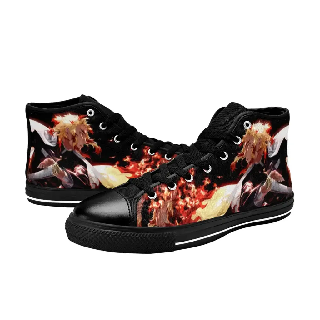 Kimetsu no yaiba Demon Slayer Kyojuro Rengoku Shoes High Top Sneakers for Kids and Adults