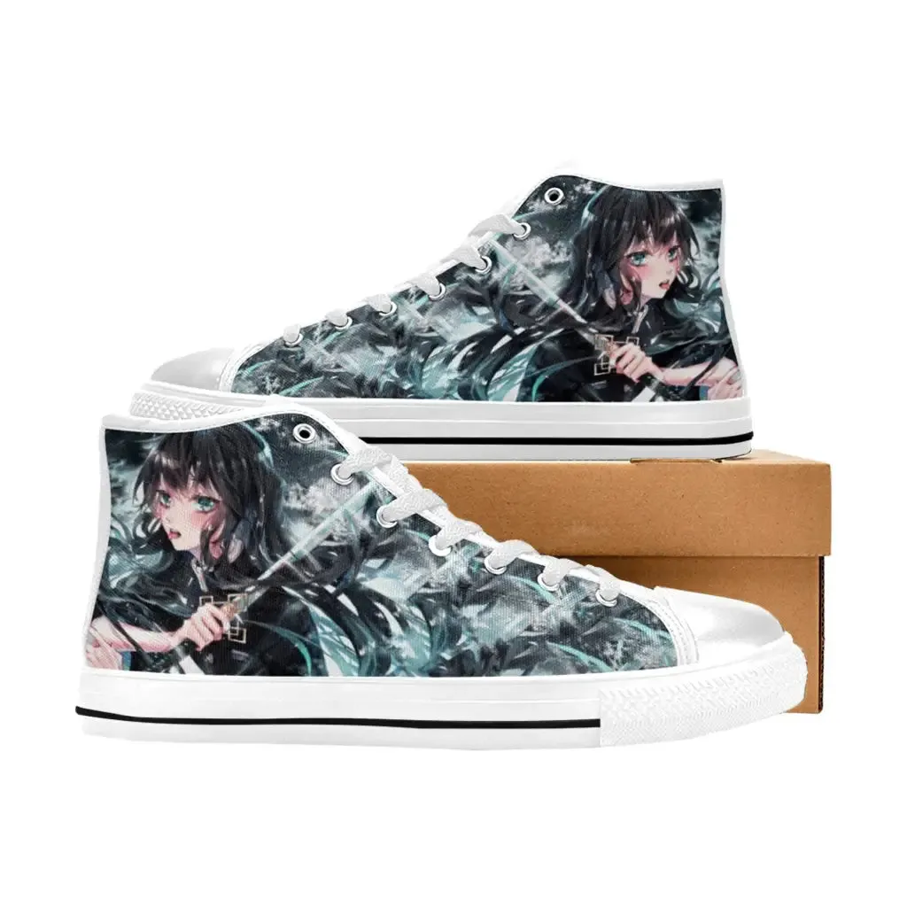 Kimetsu no yaiba Demon Slayer Muichiro Tokito Shoes High Top Sneakers for Kids and Adults