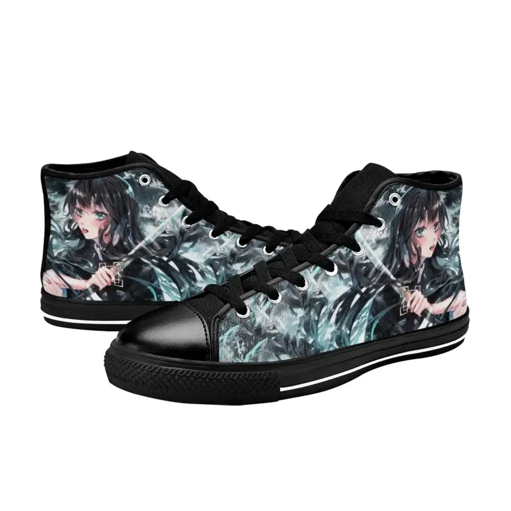 Kimetsu no yaiba Demon Slayer Muichiro Tokito Shoes High Top Sneakers for Kids and Adults