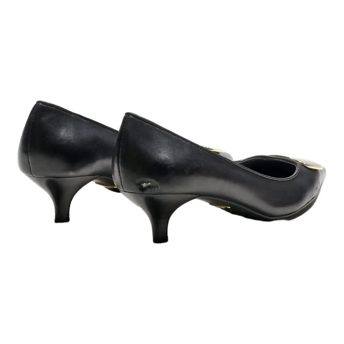 LAUREN RALPH LAUREN Kitten Heels Black Leather Womens UK 6.5