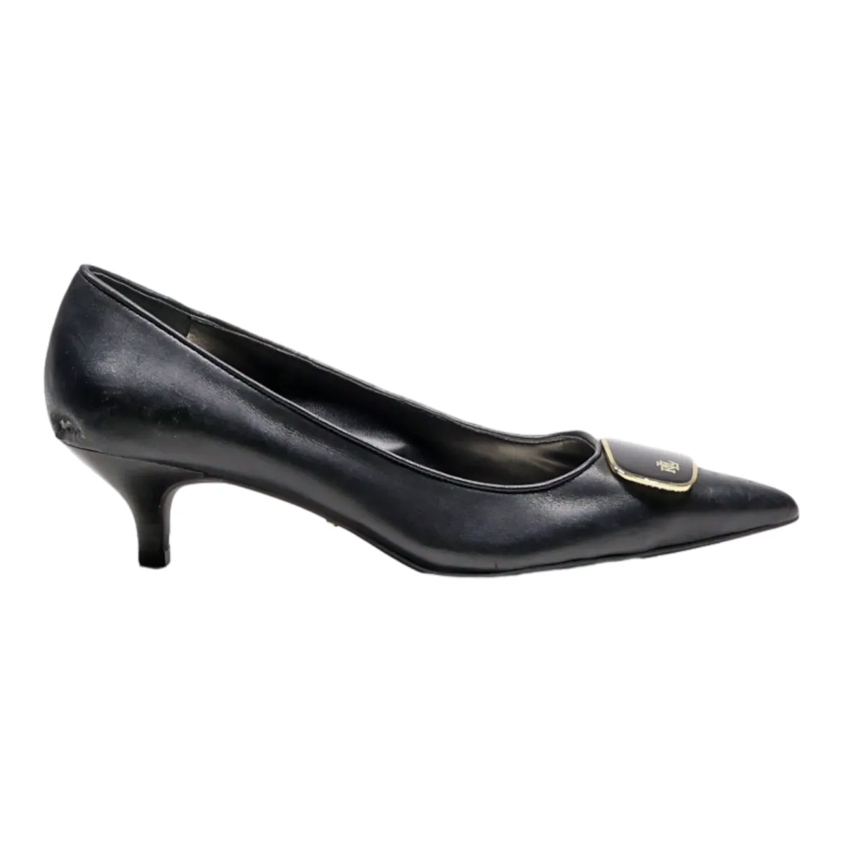 LAUREN RALPH LAUREN Kitten Heels Black Leather Womens UK 6.5