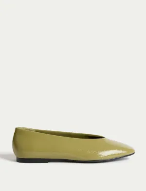 Leather Flat Ballet Pumps