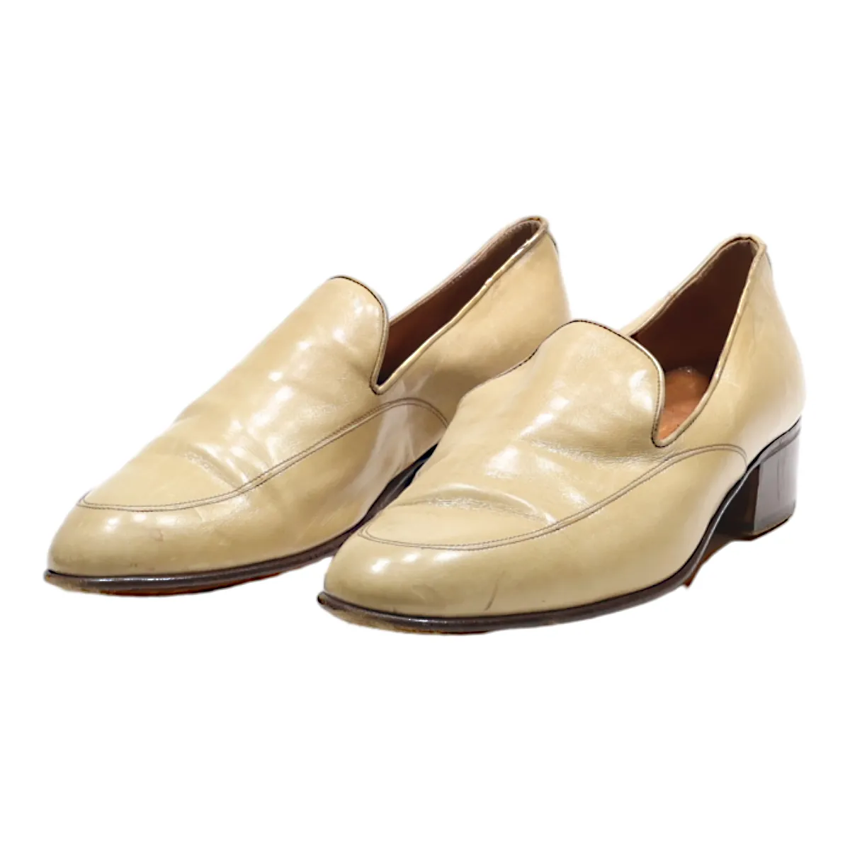 Loafer Shoes Beige Leather Womens UK 8
