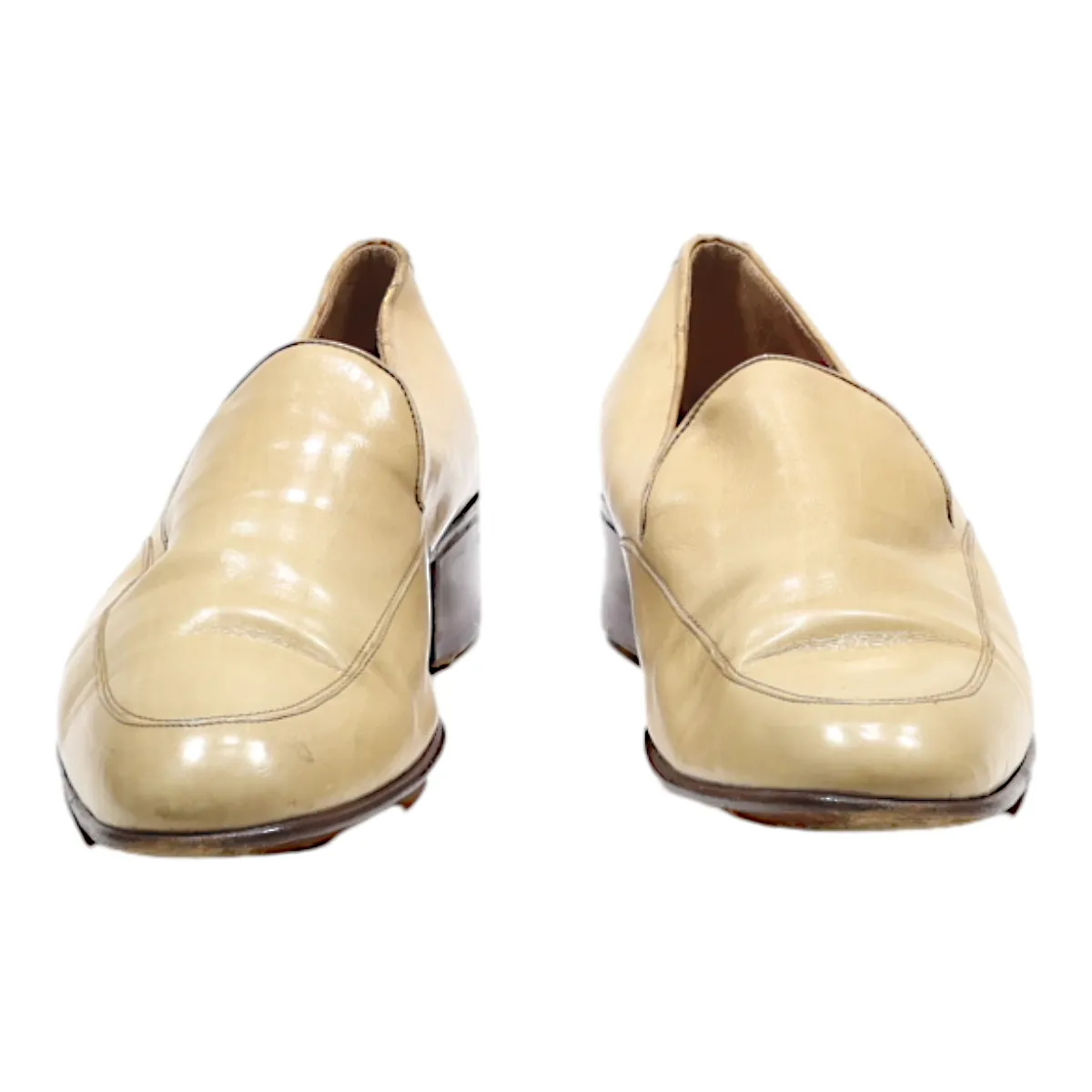 Loafer Shoes Beige Leather Womens UK 8