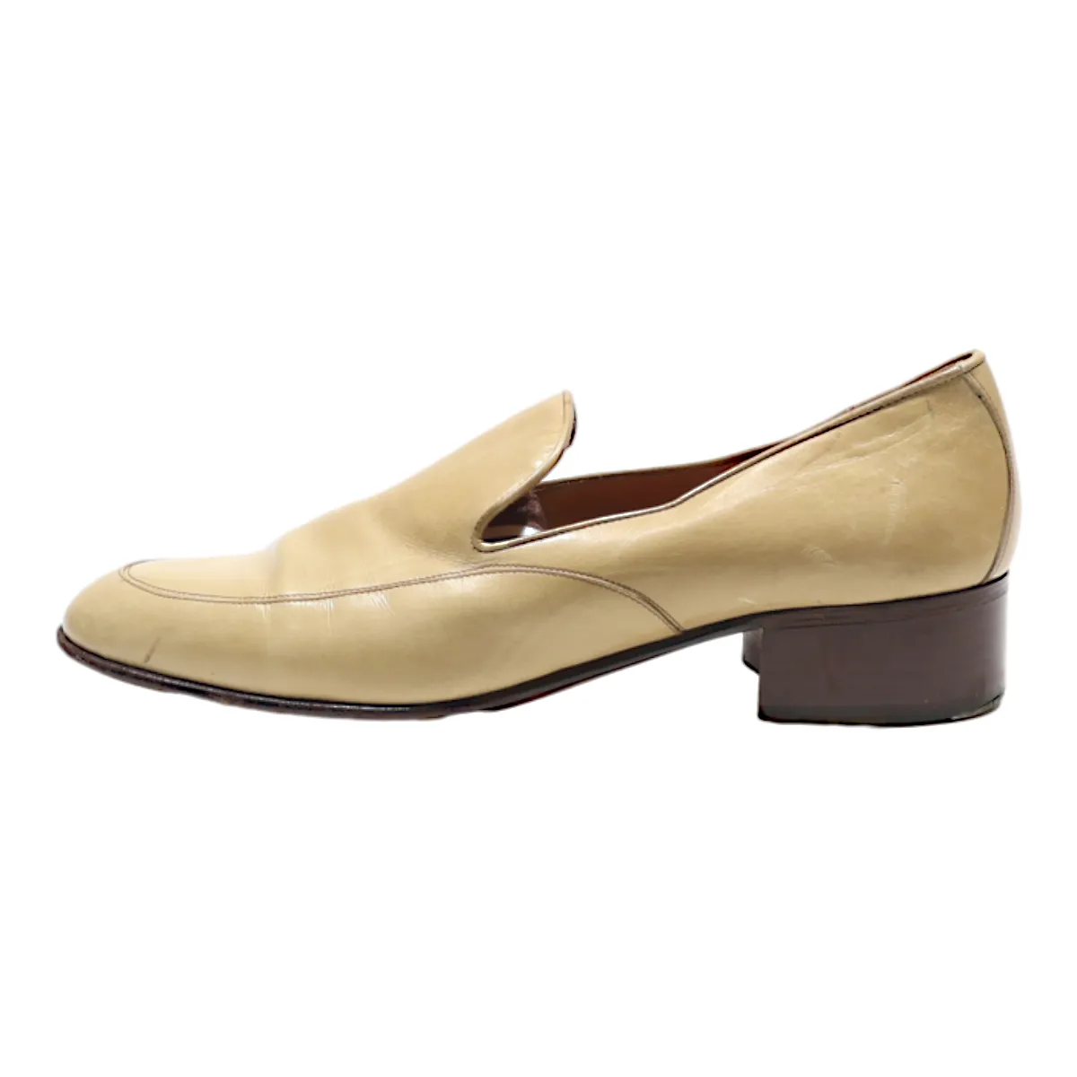 Loafer Shoes Beige Leather Womens UK 8