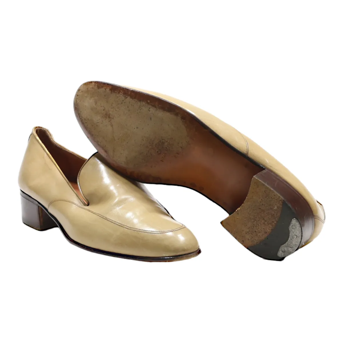 Loafer Shoes Beige Leather Womens UK 8