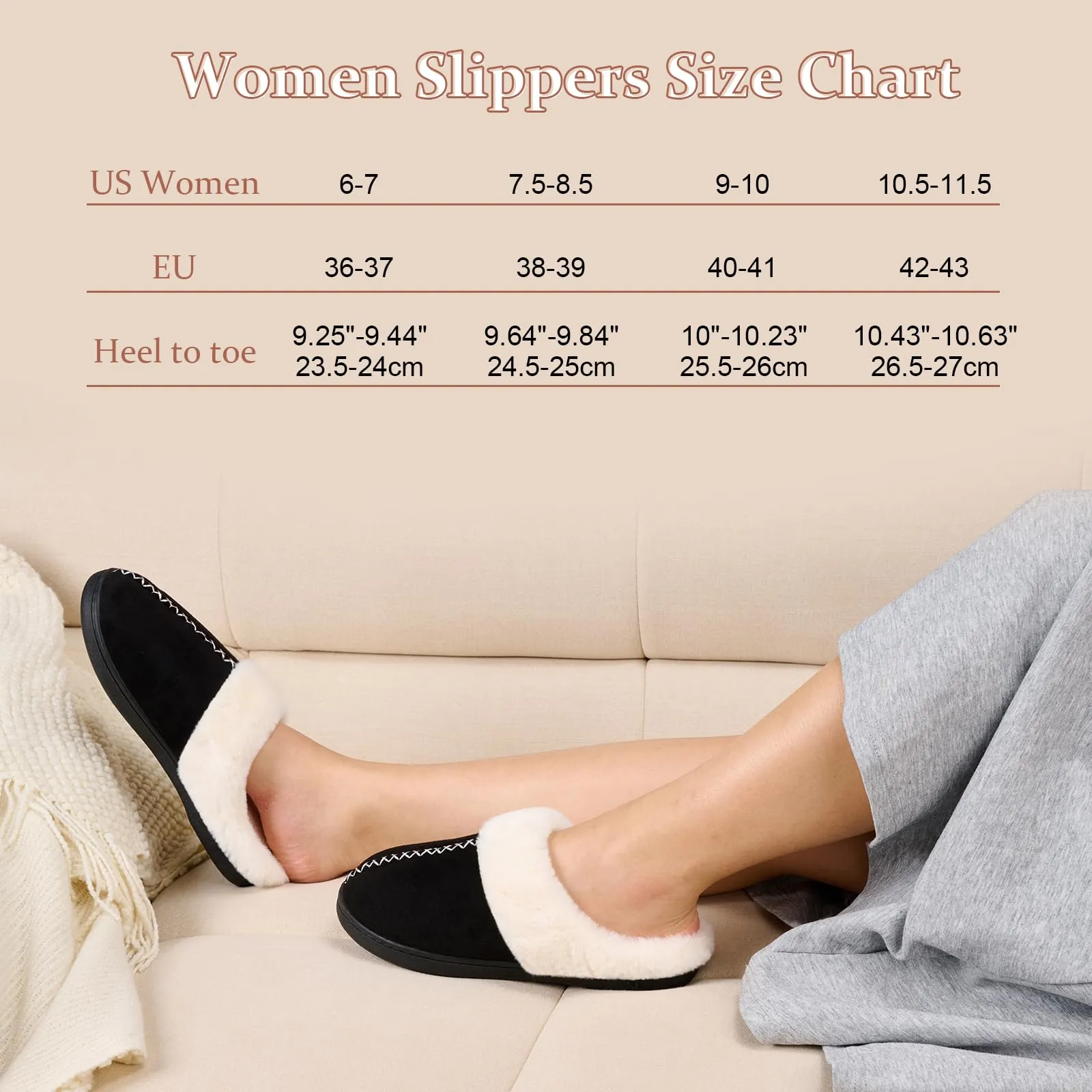 Memory Foam Slippers for Women, Non-Slip, Indoor/Outdoor