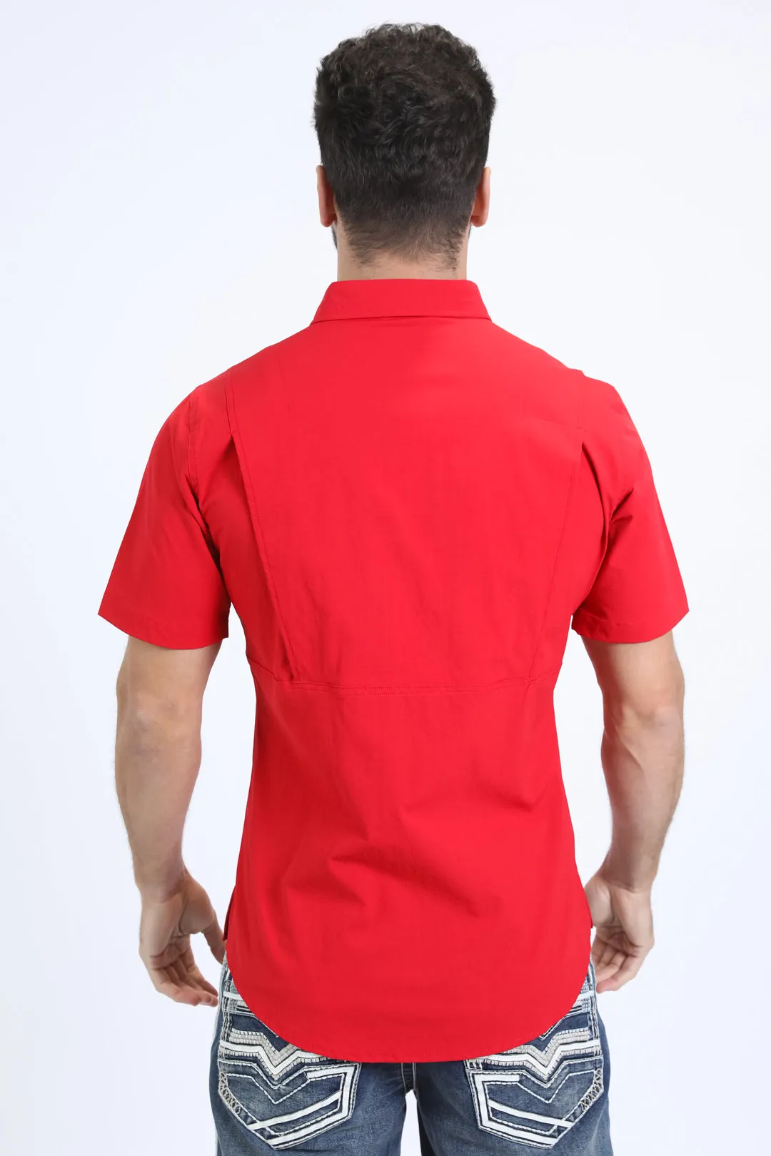 Mens Performance Classic Fit Short Sleeve Red Shirt
